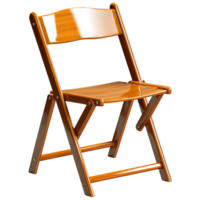 Simple wooden folding chair sturdy frame smooth polished surface png