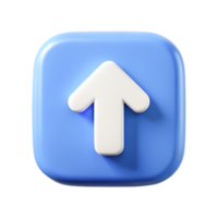 3D Render of a Blue Square Button with a White Up Arrow Icon png