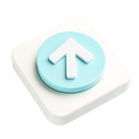 3D Render Up Arrow Button Minimalist Pastel Blue and White UI Element png