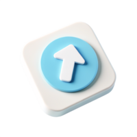 3D Render of Up Arrow Icon Blue and White Rounded Square Button for UI Design png