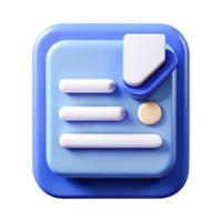 3D Blue and White App Icon Design Document, Data, Information, File, List png
