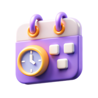 Cute 3D Cartoon Calendar Clock Icon Time Management Scheduling App Design png