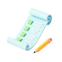 3D Render of Checklist Scroll with Pencil To-Do List, Task Management, Planning png