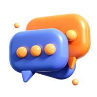 3D Render of Overlapping Blue and Orange Speech Bubbles with Dots png