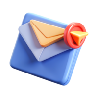 3D Render of a Cute Blue Envelope with a Red Pushpin Notification Icon png
