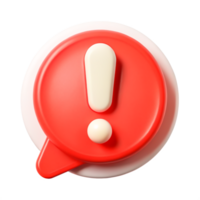 3D Red Exclamation Mark Speech Bubble Icon Alert, Notification, Warning Design Element png
