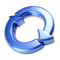 3D Shiny Blue Circular Arrows Refresh, Reload, Repeat Icon png