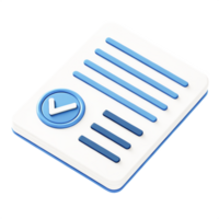 3D Isometric Document Icon Approved Checklist, Completed Task, Business Report png
