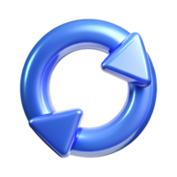 3D Glossy Blue Circular Arrows Refresh, Reload, Repeat Icon png