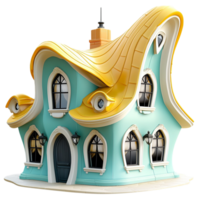 Whimsical fairytale house curved rooftop tiny charming windows png