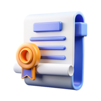3D Render of Certificate Scroll with Seal Achievement, Diploma, Award Icon png