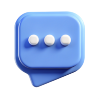 3D Render Blue Speech Bubble Chat Icon Modern Communication App UI Element png