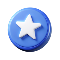 3D Render of a Blue Circle Button with a White Star Icon - App UI Element png