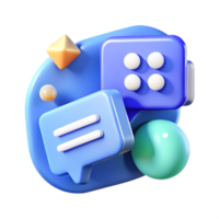 3D Abstract Blue Chat Bubble and Dice Icons, Modern App UI Design Elements png