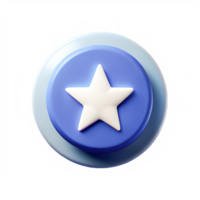 3D Render Blue Circle Button with White Star, App Icon, UI Element png