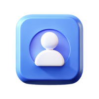 3d azul quadrado do utilizador perfil ícone moderno aplicativo ui Projeto elemento png