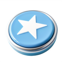 3D Render of Blue Circular Button with White Star Icon App UI Element png