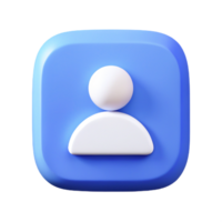 3D Render of a Rounded Square User Profile Icon, Blue and White png