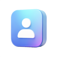 3D Neon Blue Profile Icon User Account Button for App Interface Design png
