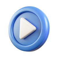 3D Render Blue Play Button Icon Modern, Glossy, Circular Design Element png