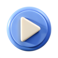 3D Render Play Button Icon Blue Circle, Cream Triangle, Media Control png