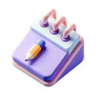Cute Pastel 3D Notepad with Pencil Perfect for App Icons UI Design png