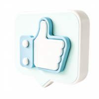 3D Render of a Blue and White Thumbs Up Icon in a Speech Bubble png