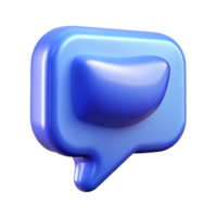 3D Glossy Blue Speech Bubble Chat Icon, Communication UI Element png