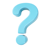 3D Render of a Shiny Light Blue Question Mark, Isolated on White Background png