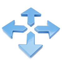 3D Blue Arrow Icons Four Directions, Navigation, UI, UX Design Elements png
