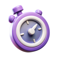 3D Cartoon Purple Stopwatch Timer Icon, Time Management, App UI Design Element png