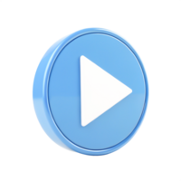 3D Play Button Icon Light Blue Circle with White Triangle, Media Player Interface Element png