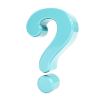3D Render of a Glossy Light Blue Question Mark - FAQ Symbol png