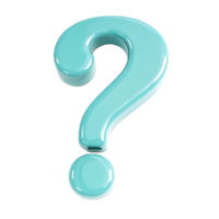 3D Render of Glossy Turquoise Question Mark, FAQ Symbol, Inquiry Sign png