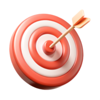3D Render of Red and White Target with Arrow in Bullseye Achievement Concept png