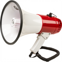 Red and White Megaphone Bullhorn Loudspeaker Announcement Public Address System png