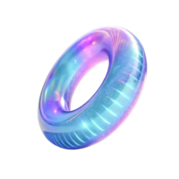 Iridescent Holographic Torus Ring Abstract 3D Render, Futuristic Design Element png