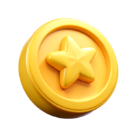 3D Render of Yellow Star Award Coin Game UI Asset, Badge, Icon png