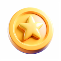 3D Render of Yellow Star Award Coin Icon Game UI Asset png