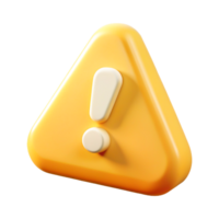 3D Render of Yellow Triangular Exclamation Mark Icon - Warning Alert Symbol png