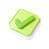 3D Green Check Mark Button Icon App UI Design Element for Approval, Confirmation, and Success png