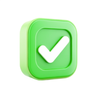 3D Green Check Mark Button App Icon, UI Element, Success Symbol png