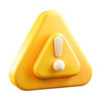 3D Render of Yellow Triangular Alert Icon, Exclamation Mark, Warning Sign png
