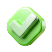 3D Green Checkmark Icon Rounded Square Button, App UI Element png