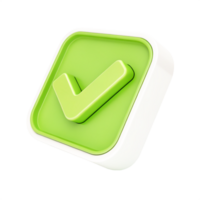3D Green Check Mark Icon Approved, Success, Confirmation Button, App UI Element png