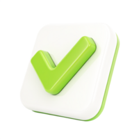 3D Render Green Check Mark Button Icon Approval, Yes, Correct, Okay Symbol png