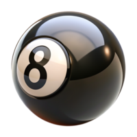 Realistic 3D Render of Black Eight Ball for Billiards, Pool, and Games png
