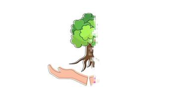 save hands with green tree symbol digital animation motion graphics,Green tree sign, Nature Symbol, Earth Conservation, Green Growth, World Environment Day, Tree Planting Day, Tree Conservation day video