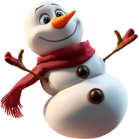 Playful snowman a red scarf spreading joy in wintertime png