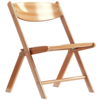Simple wooden folding chair a natural polished finish sturdy frame png